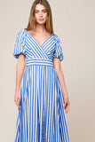 SUGAR RUSH BLUE STRIPE MIDI DRESS
