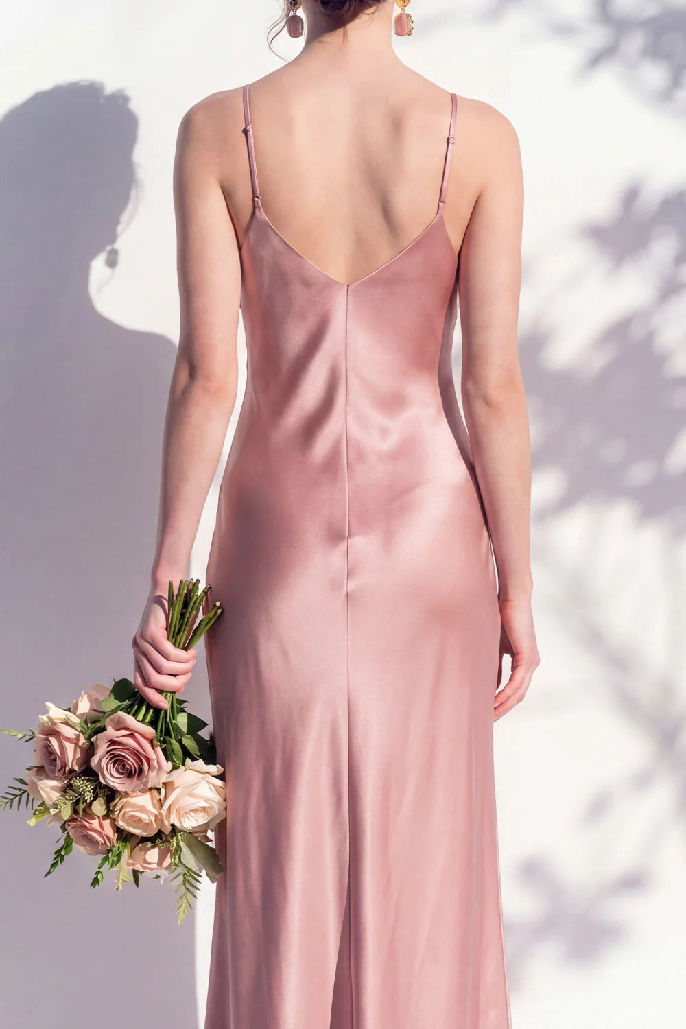 Satin Spaghetti Straps Sheath Sage Bridesmaid Dress