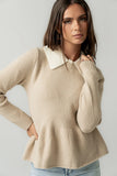 Libby Peplum Sweater in Taupe
