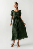 Luca Embroidered Maxi Dress in Hunter Green FINAL SALE