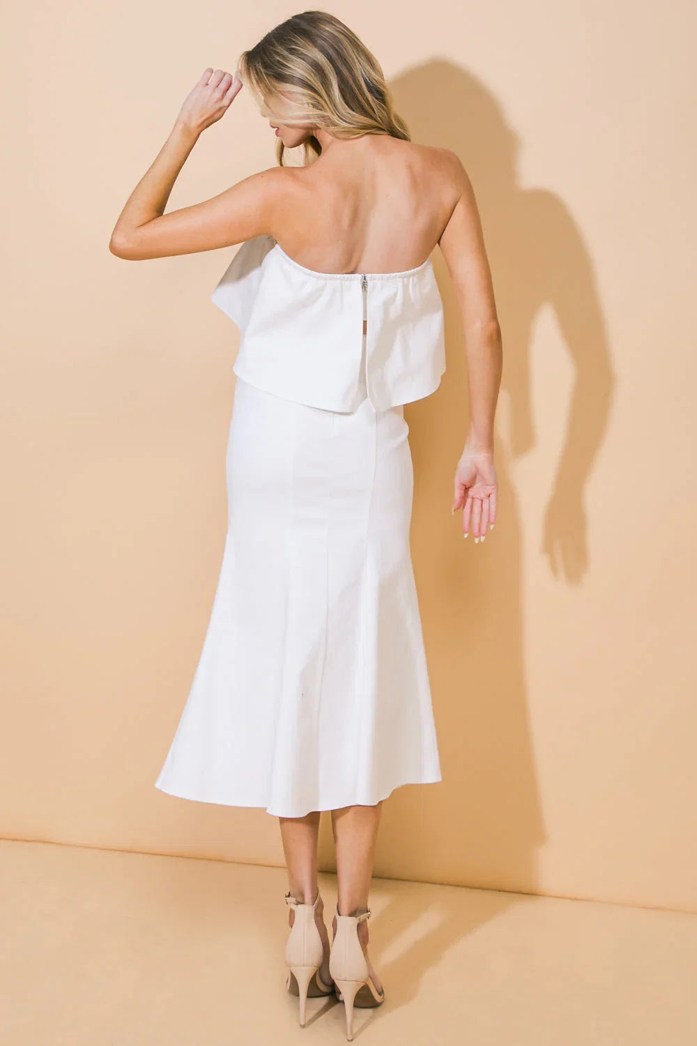 SUNSET STROLL WHITE CROP TOP SKIRT SET FINAL SALE