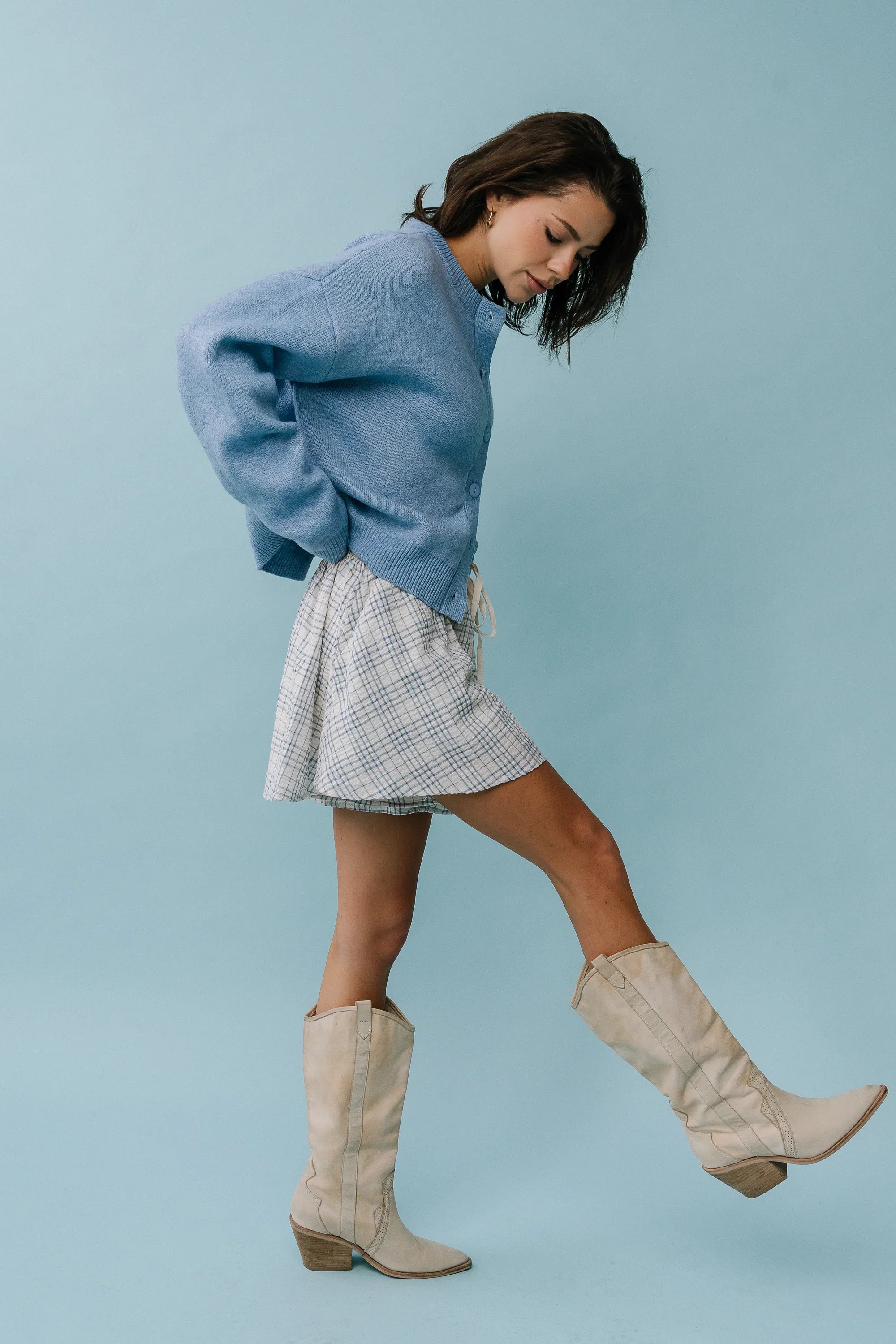 Katherine Plaid Shorts in Blue