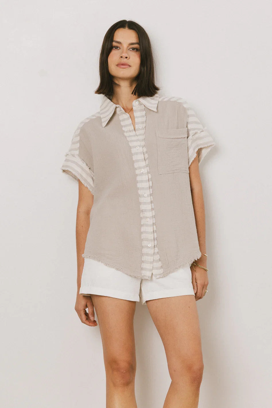 Easton Mixed Media Blouse FINAL SALE