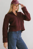 Hallie Zip Up Cardigan in Brick FINAL SALE