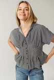 Alec Striped Blouse in Grey FINAL SALE
