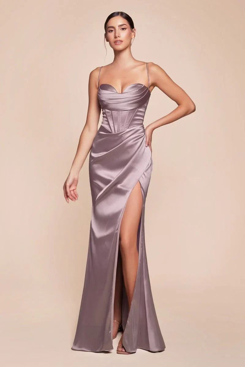YVETTE GOWN LUXE SATIN CORSET DRESS