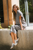 Elisa Striped Maxi Dress in Grey FINAL SALE