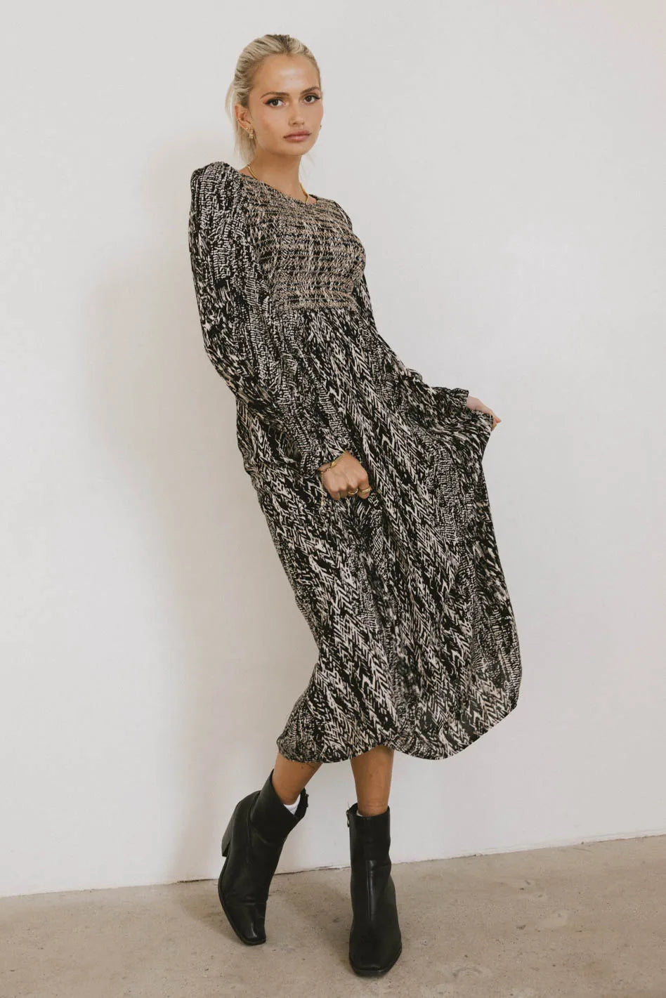 Justice Abstract Midi Dress in Black FINAL SALE