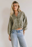 Violet Embroidered Blouse in Sage FINAL SALE