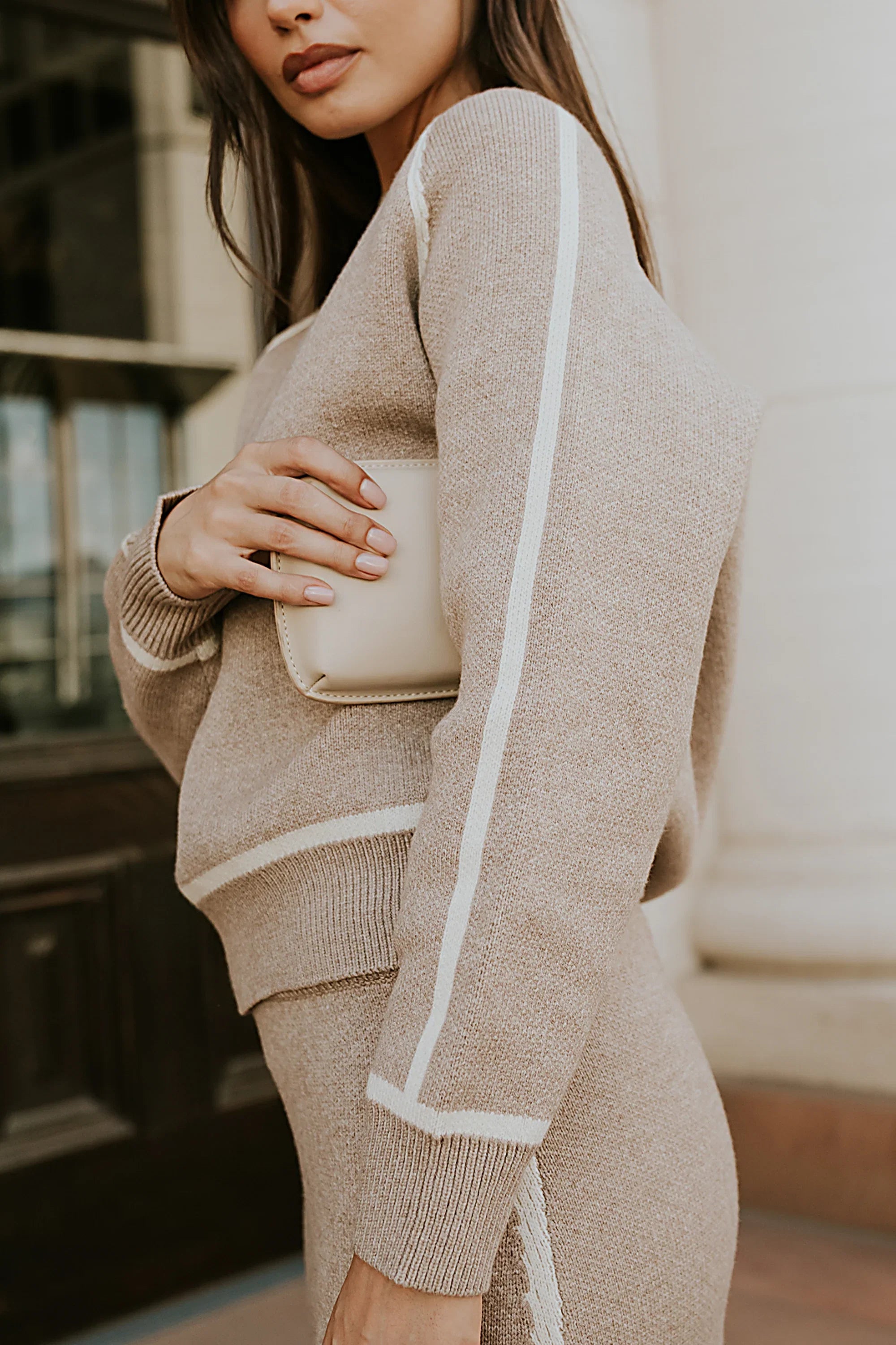 Kenna Contrast Sweater in Oatmeal
