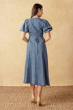 FOREVER MINE LIGHT WEIGHT DENIM MIDI DRESS