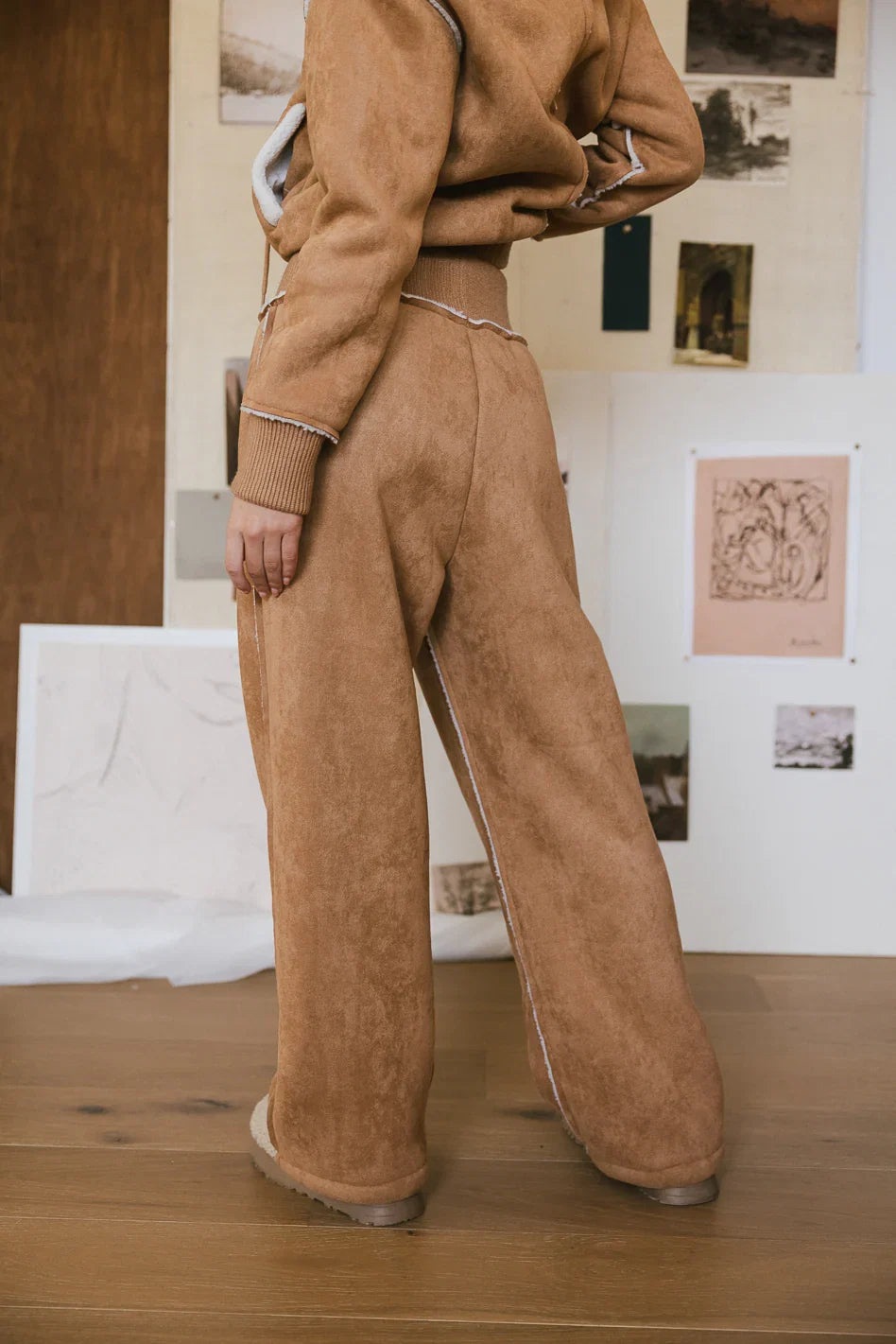 Mattie Faux Shearling Pants in Camel FINAL SALE