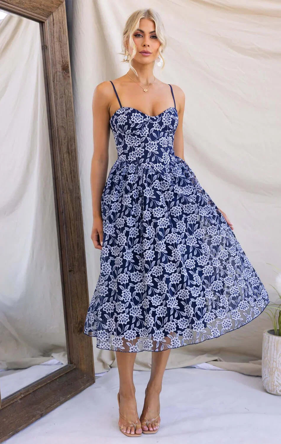BLOSSOM MIDI DRESS NAVY BLUE