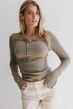 Naomi Cable Knit Sleeve Top in Olive FINAL SALE