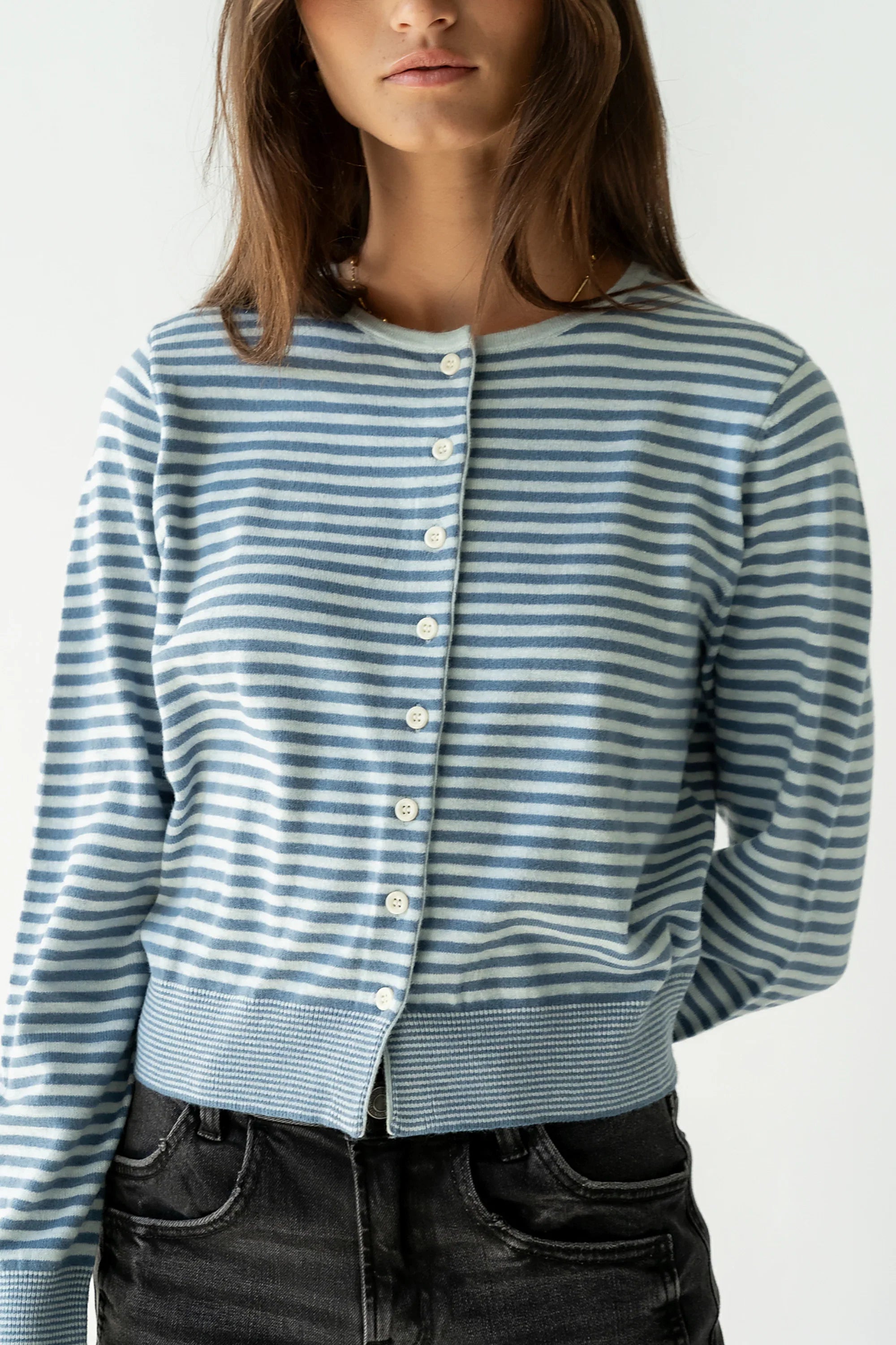 Edesse Striped Cardigan in Blue