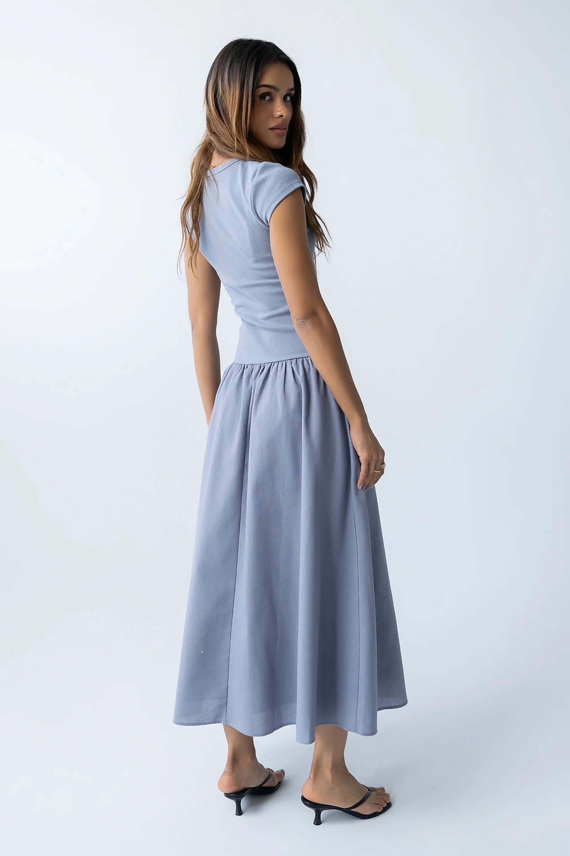 Bailee Maxi Dress in Slate Blue