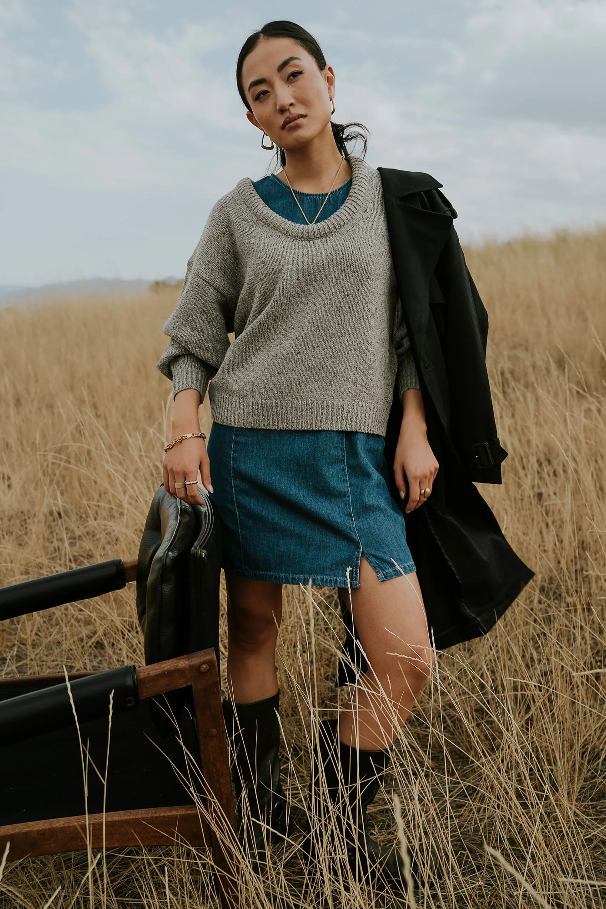 Fern Relaxed Sweater in Grey FINAL SALE