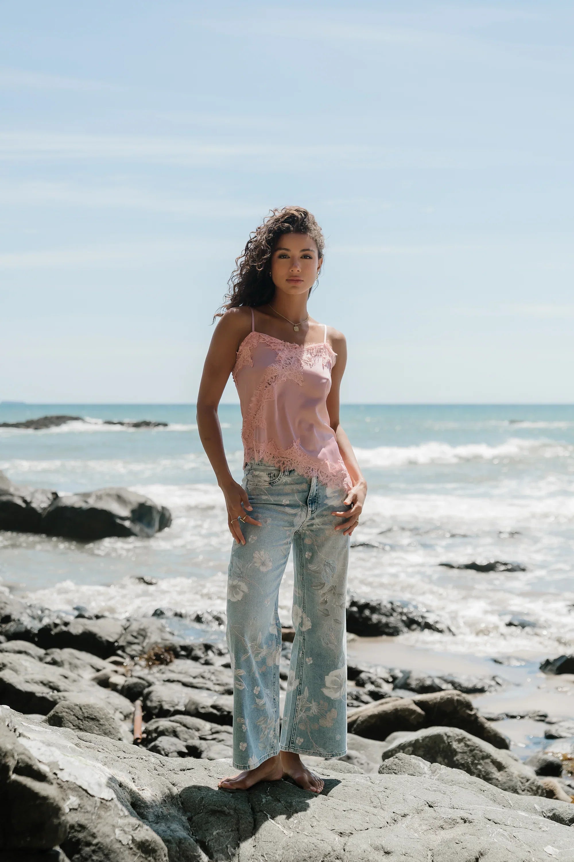 Berkley Lace Trim Tank in Mauve