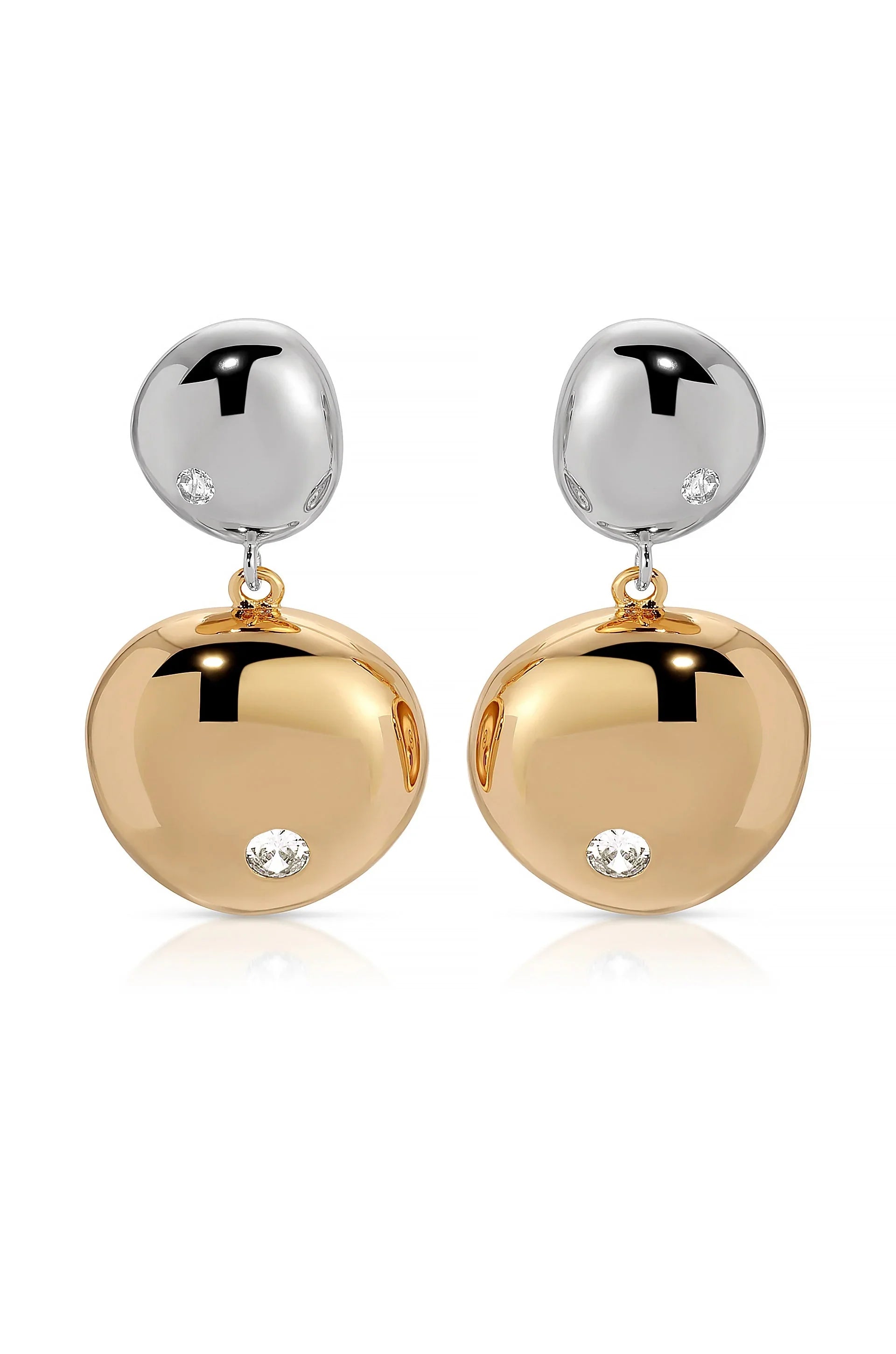 Polished Double Pebble Drop Earrings