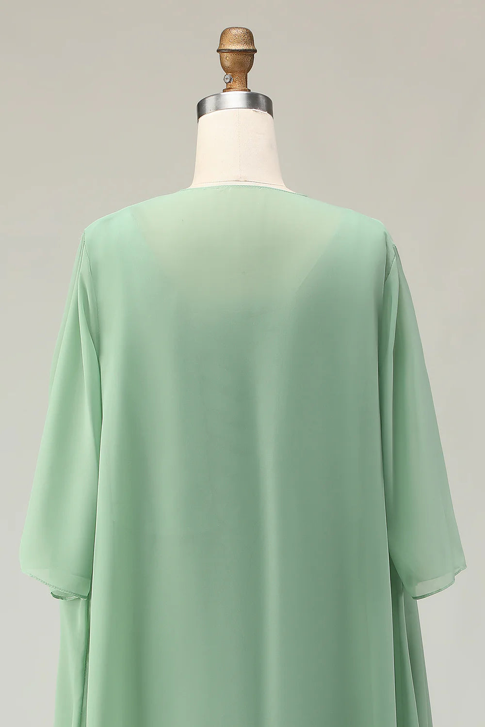 2 Piece Dusty Sage A Line Ruffled Chiffon Mother of the Bride Dress