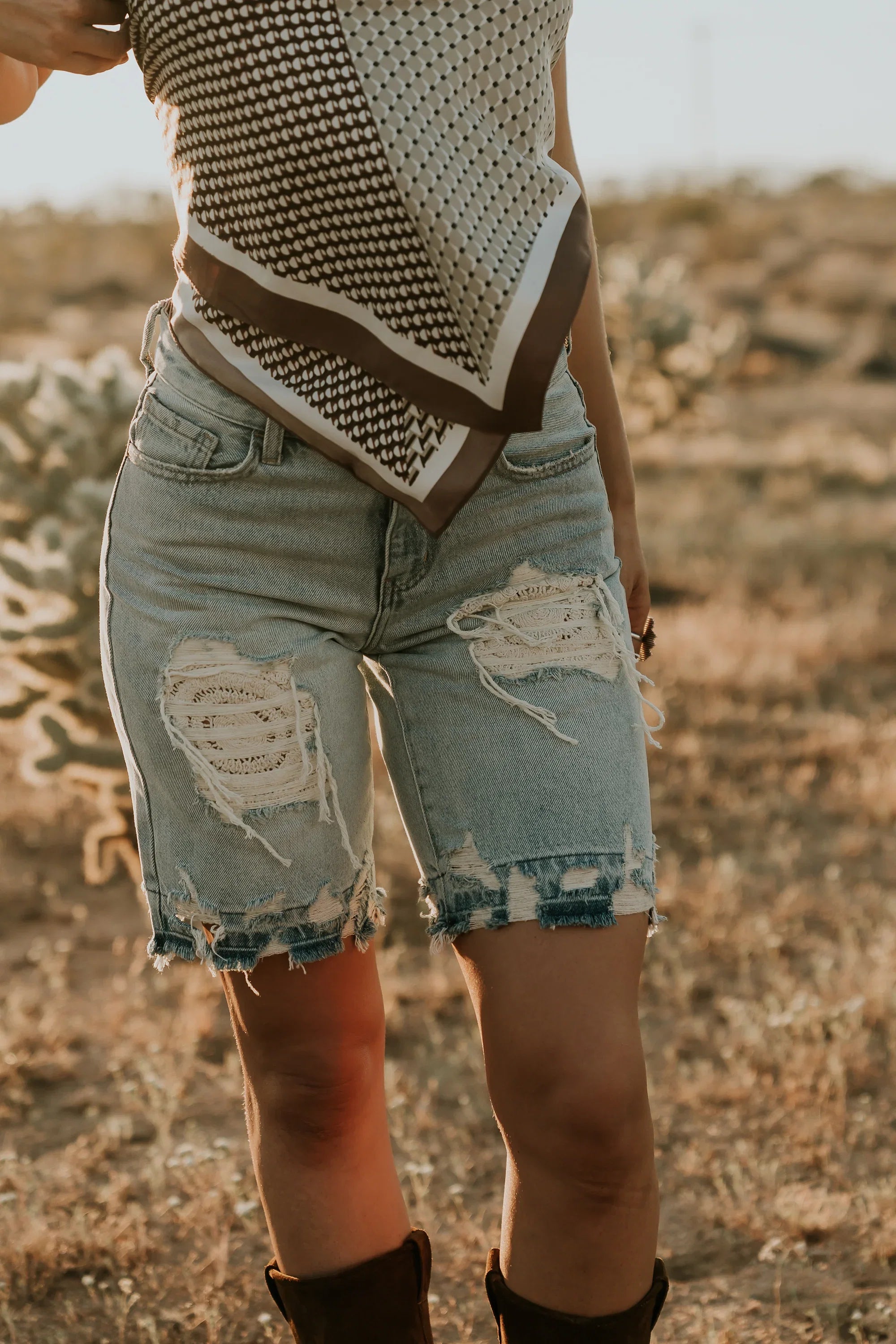 Cashe Distressed Bermuda Shorts