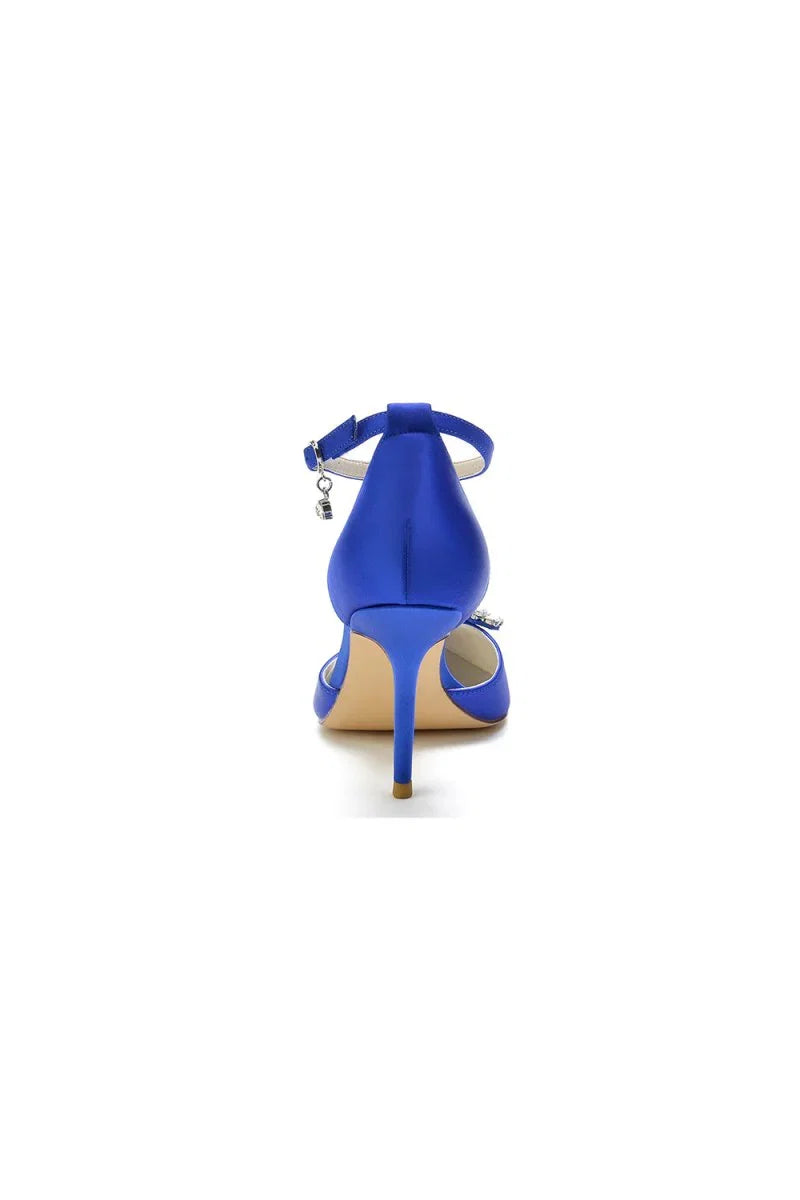 Pointed Toe Crystal Party Ankle Strap Heels Shoes