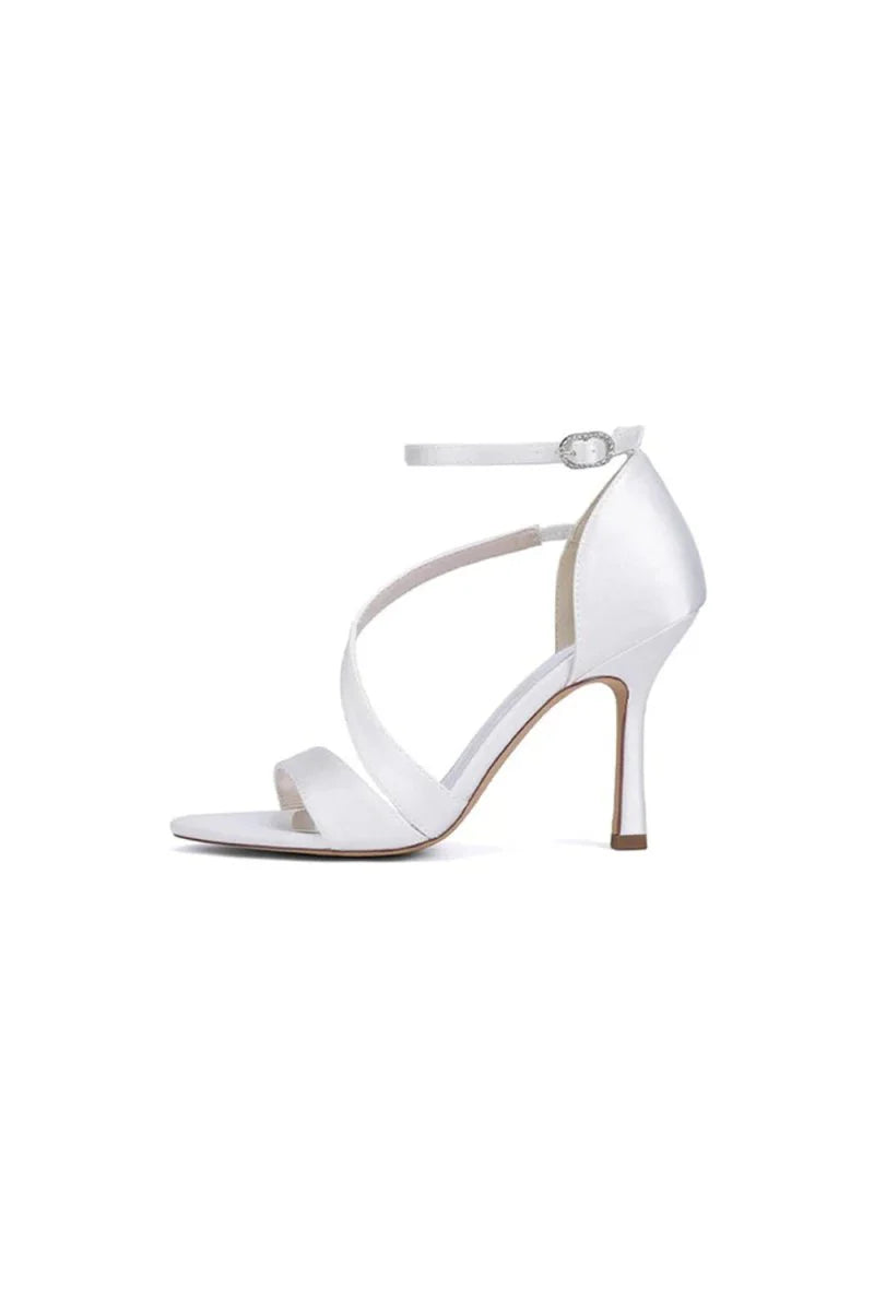 Ankle Strap Satin Stiletto Sandals
