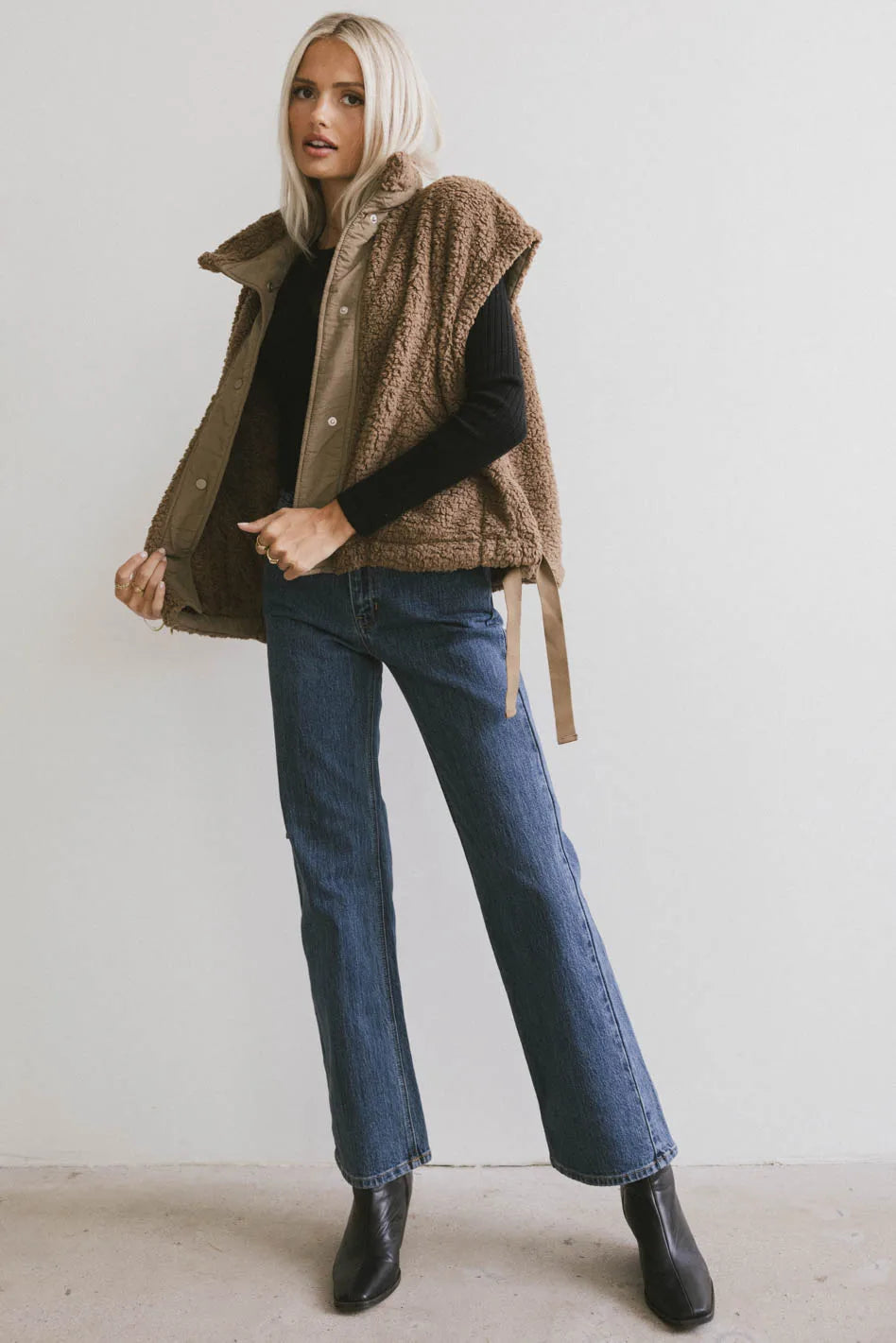 Johanna Sherpa Vest in Brown FINAL SALE