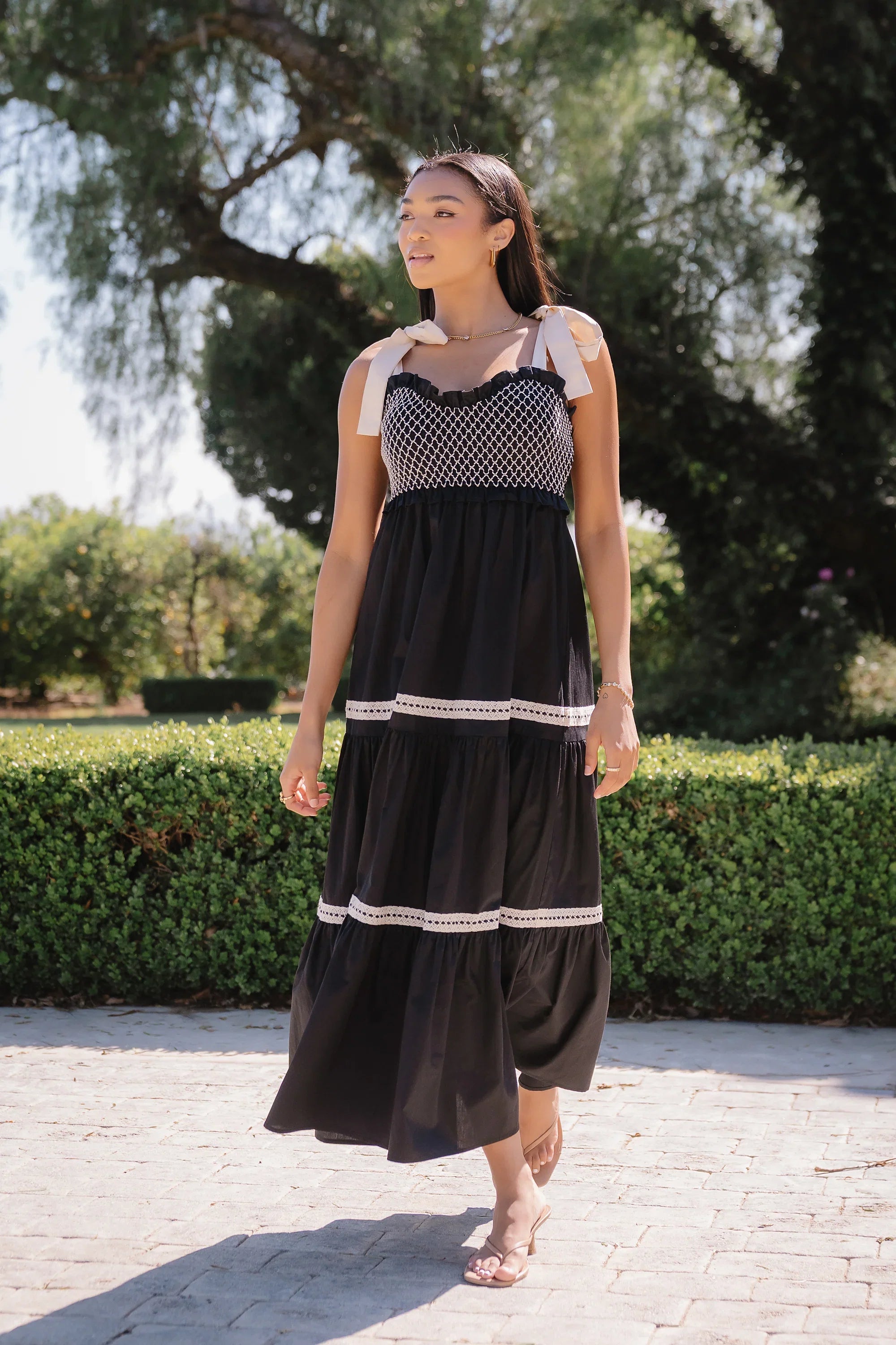 Mollie Tiered Maxi Dress in Black