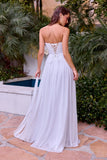 Kimberly Gown Off White Chiffon A line Dress With Scarf