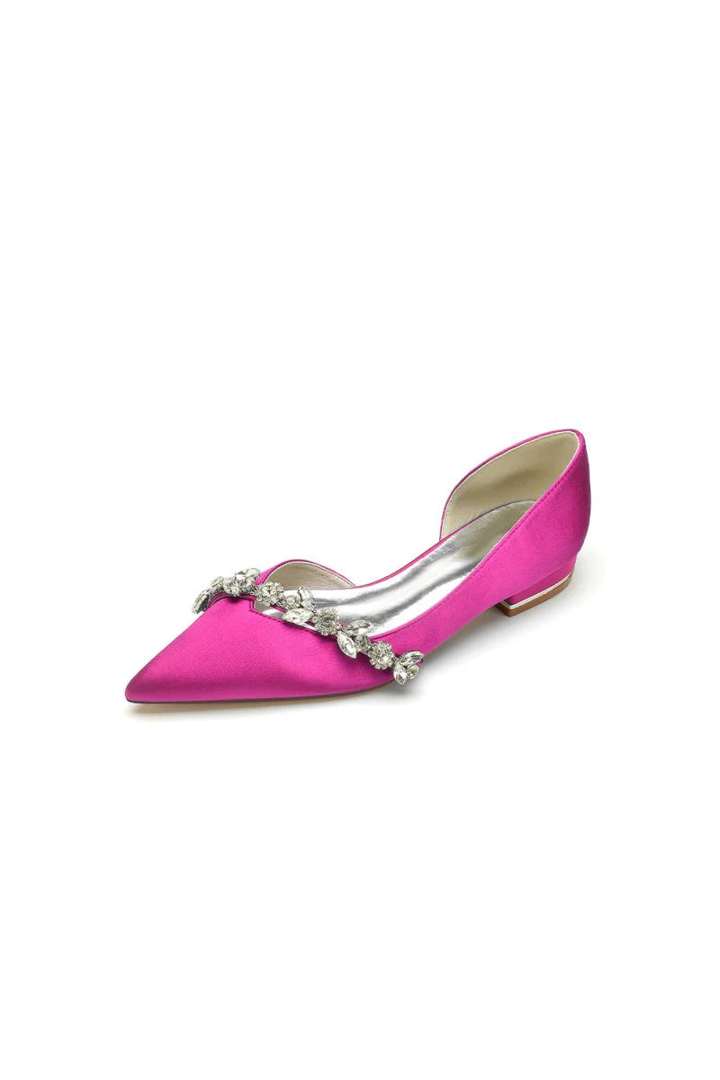 Chic Rhinestone Pointed Toe Kitten Heels