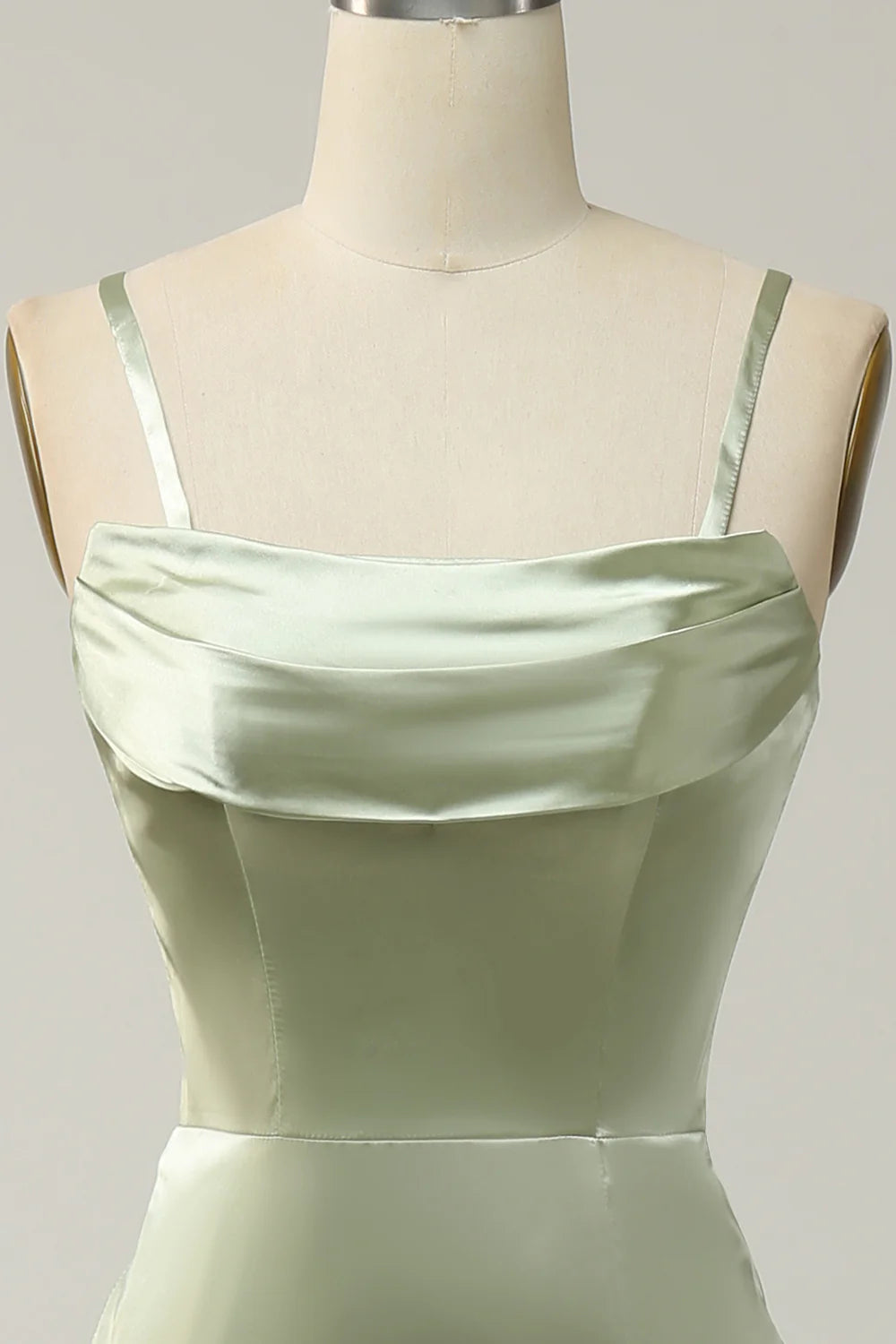 Green Sheath Convertible Strapless Satin Floor Length Dress with Slit