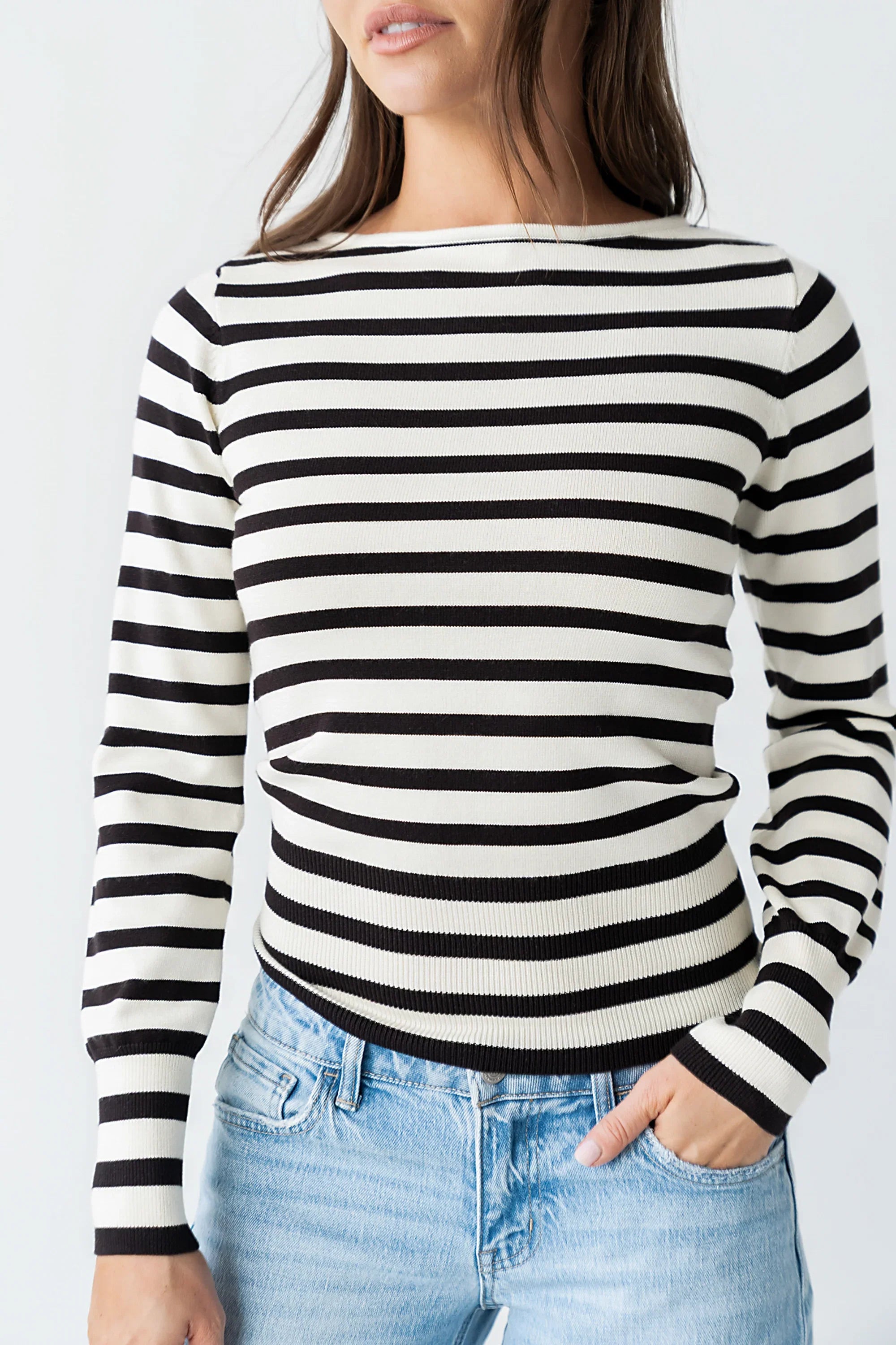 Waldorf Striped Top in Black