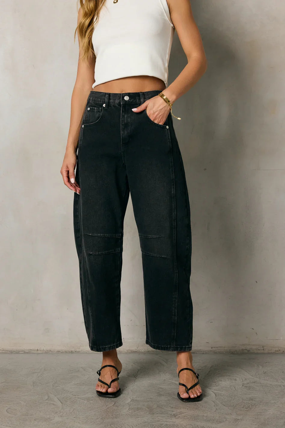 Lisette Barrel Jeans in Black FINAL SALE