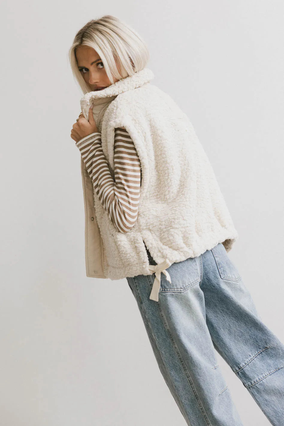 Johanna Sherpa Vest in Beige FINAL SALE