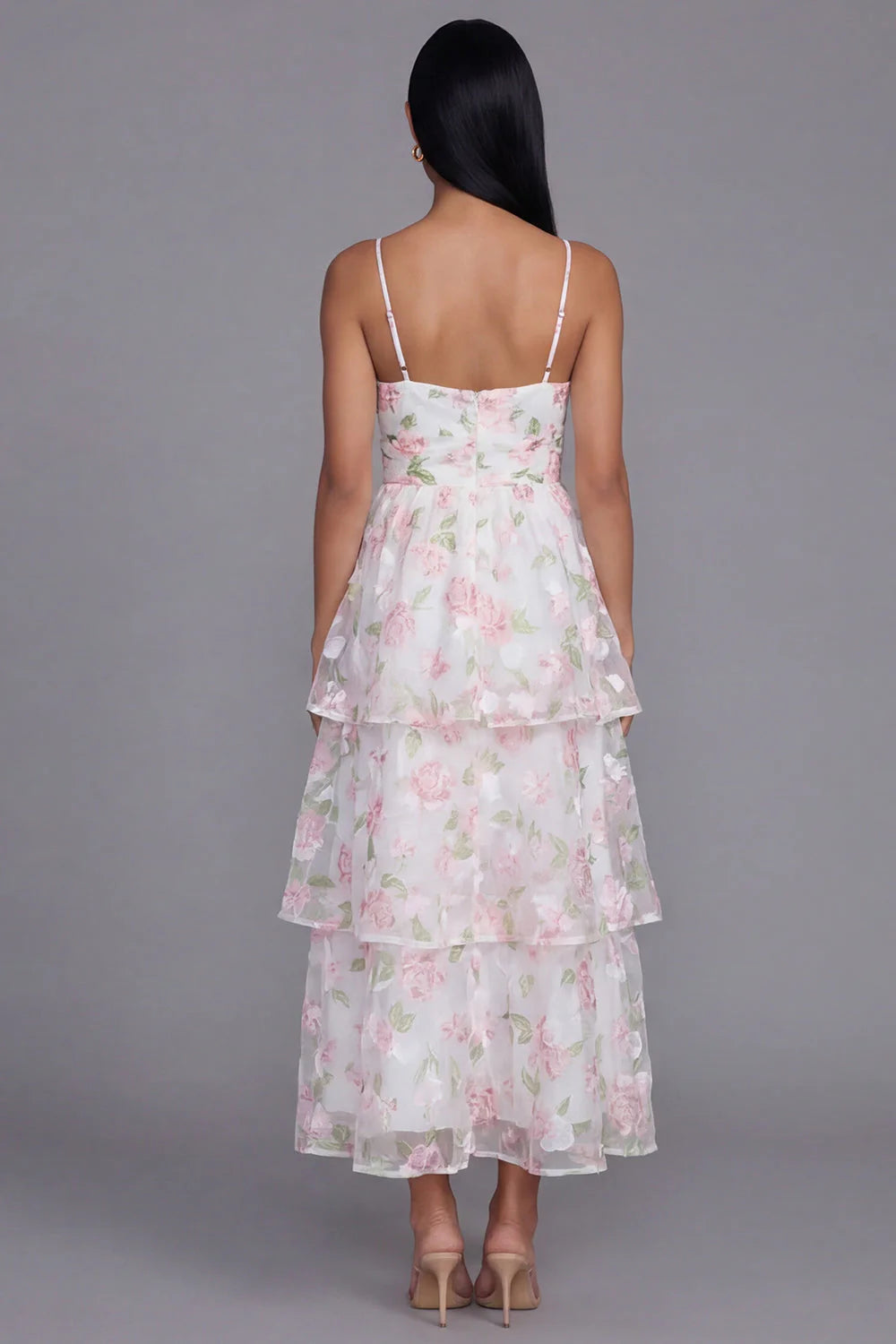 Tiered Corset A Line Floral Yellow Wedding Guest Dress