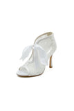 Elegant Lace Bow White High Heels