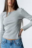 Indiana Striped Top in Heather Grey