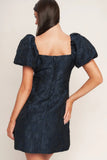 GOLDEN MOON NAVY PUFF SLEEVE MINI DRESS