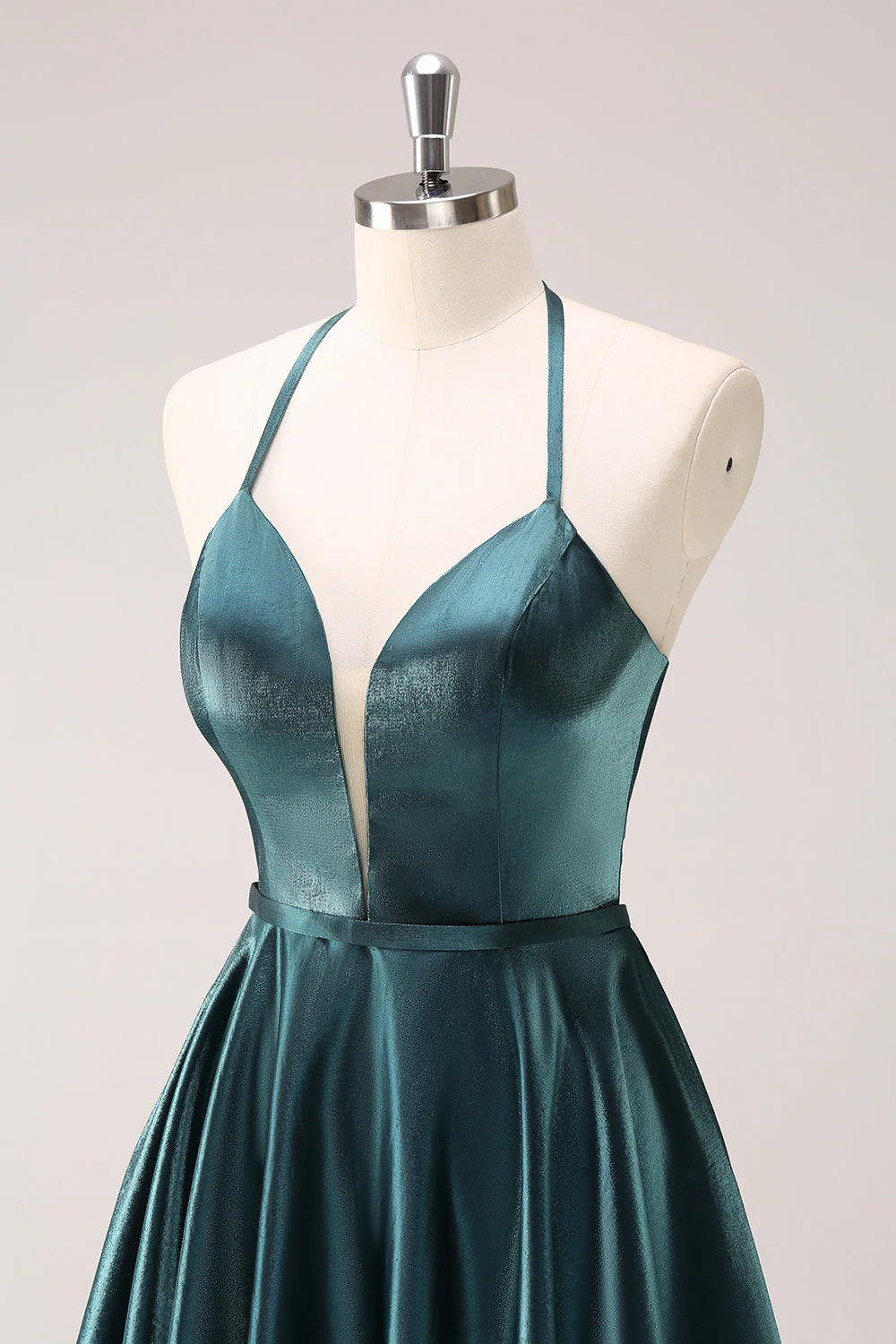 Peacock Blue A Line Halter Short Homecoming Dress with Lace Up Back