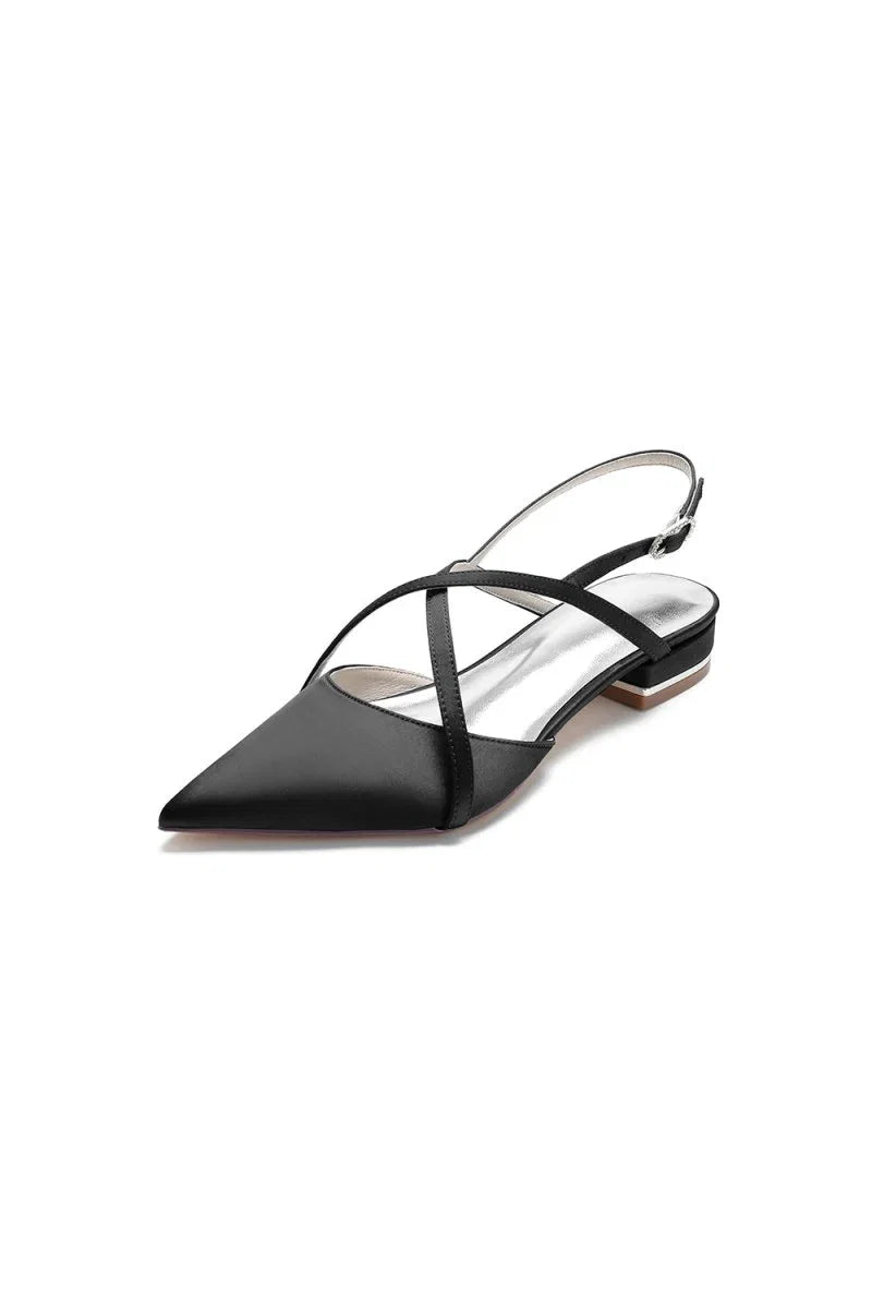 Simple Pointed Toe Ankle Straps Kitten Heels