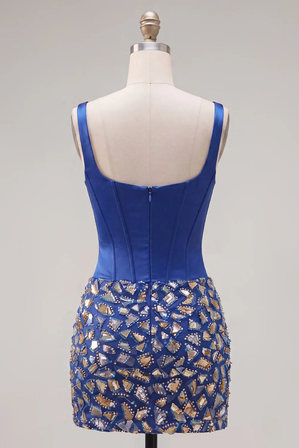 Corset Bodycon Mirrored Dark Blue Homecoming Dress