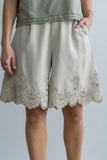 Mazie Lace Trim Shorts in Tan