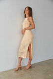 Keilani High Neck Open Knit Midi Dress