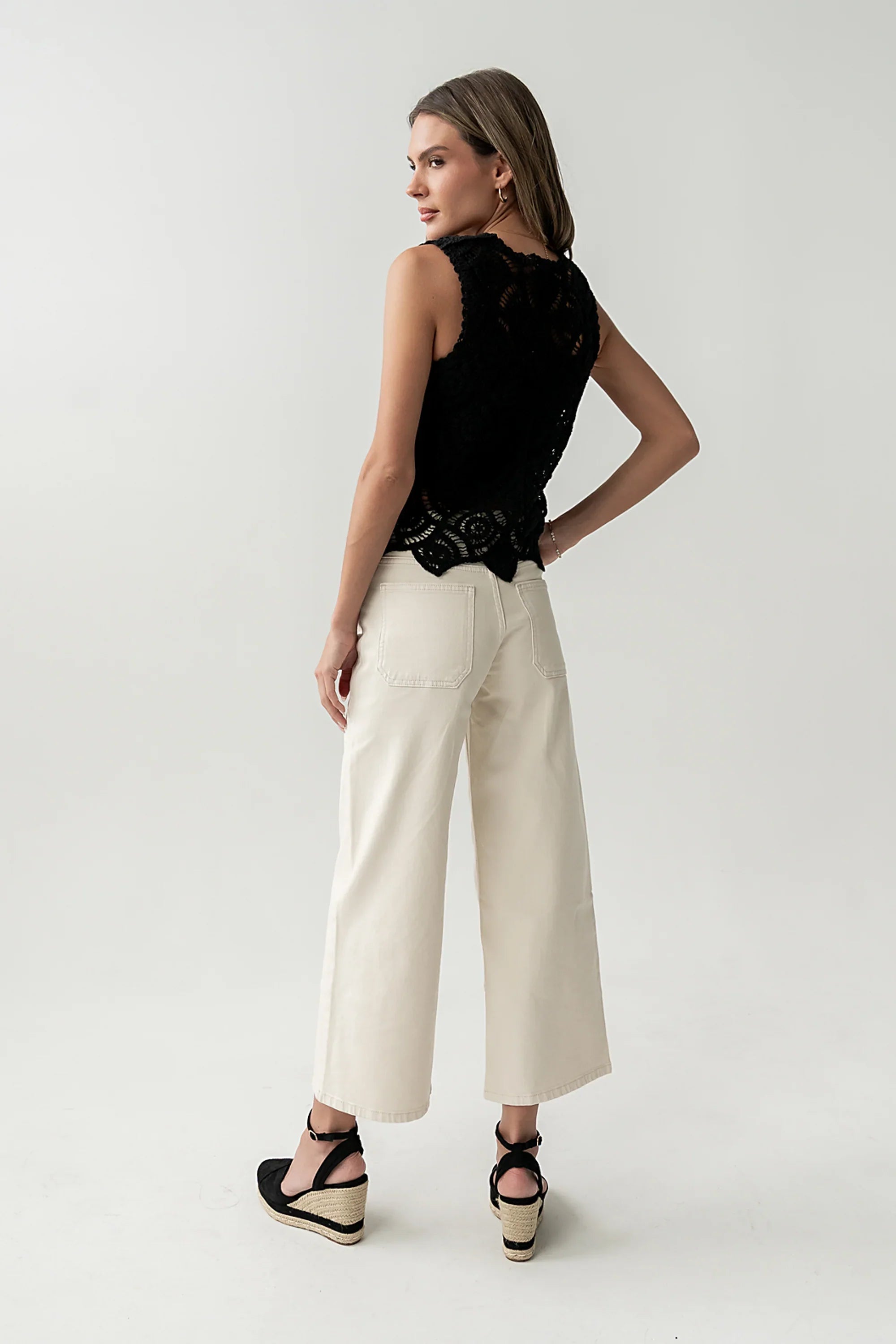Vicky Crochet Vest in Black