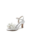 Peep Toe Chunky Wedding Shoes with Bow