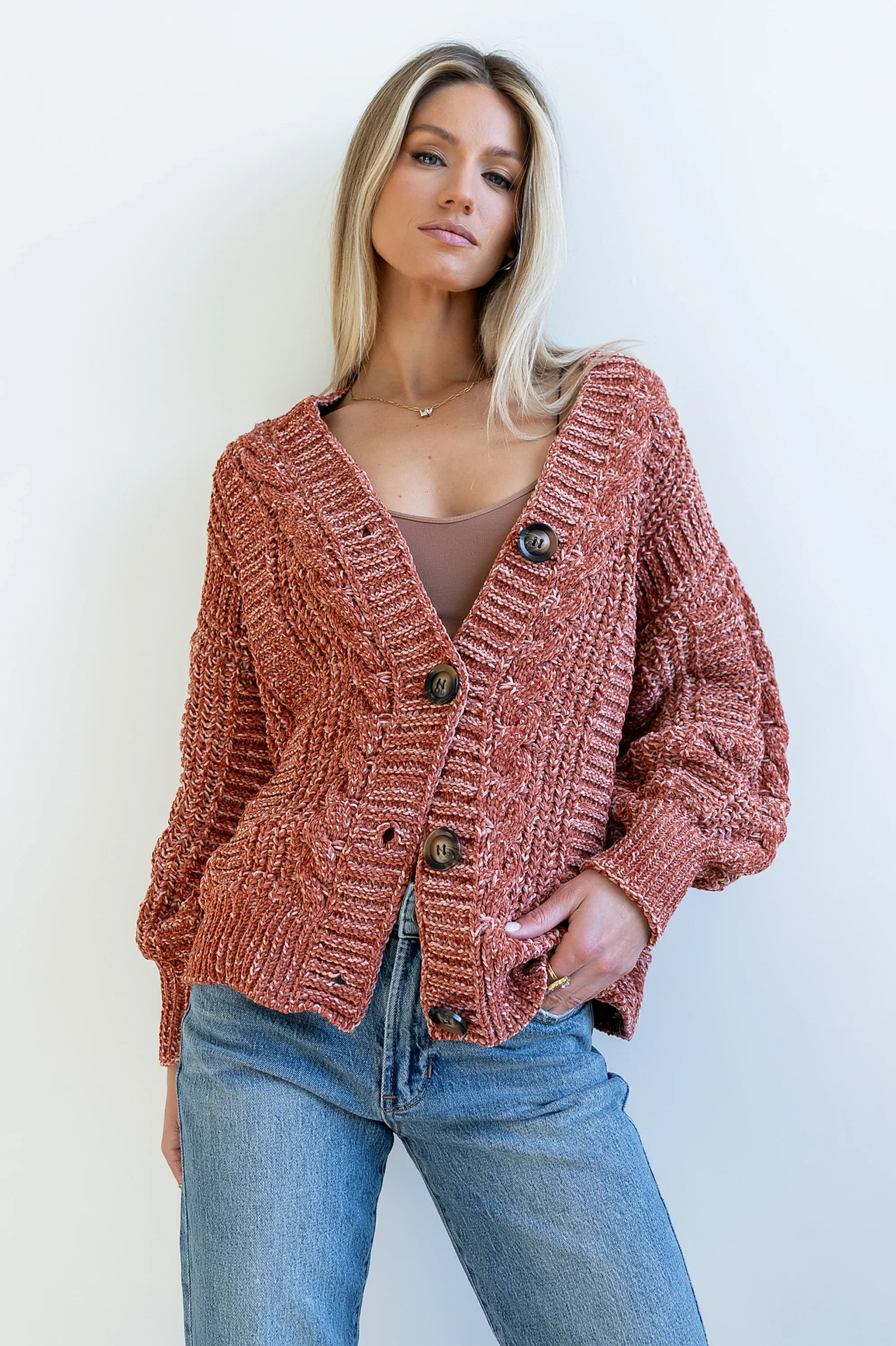 Brett Oversized Cardigan in Brick FINAL SALE