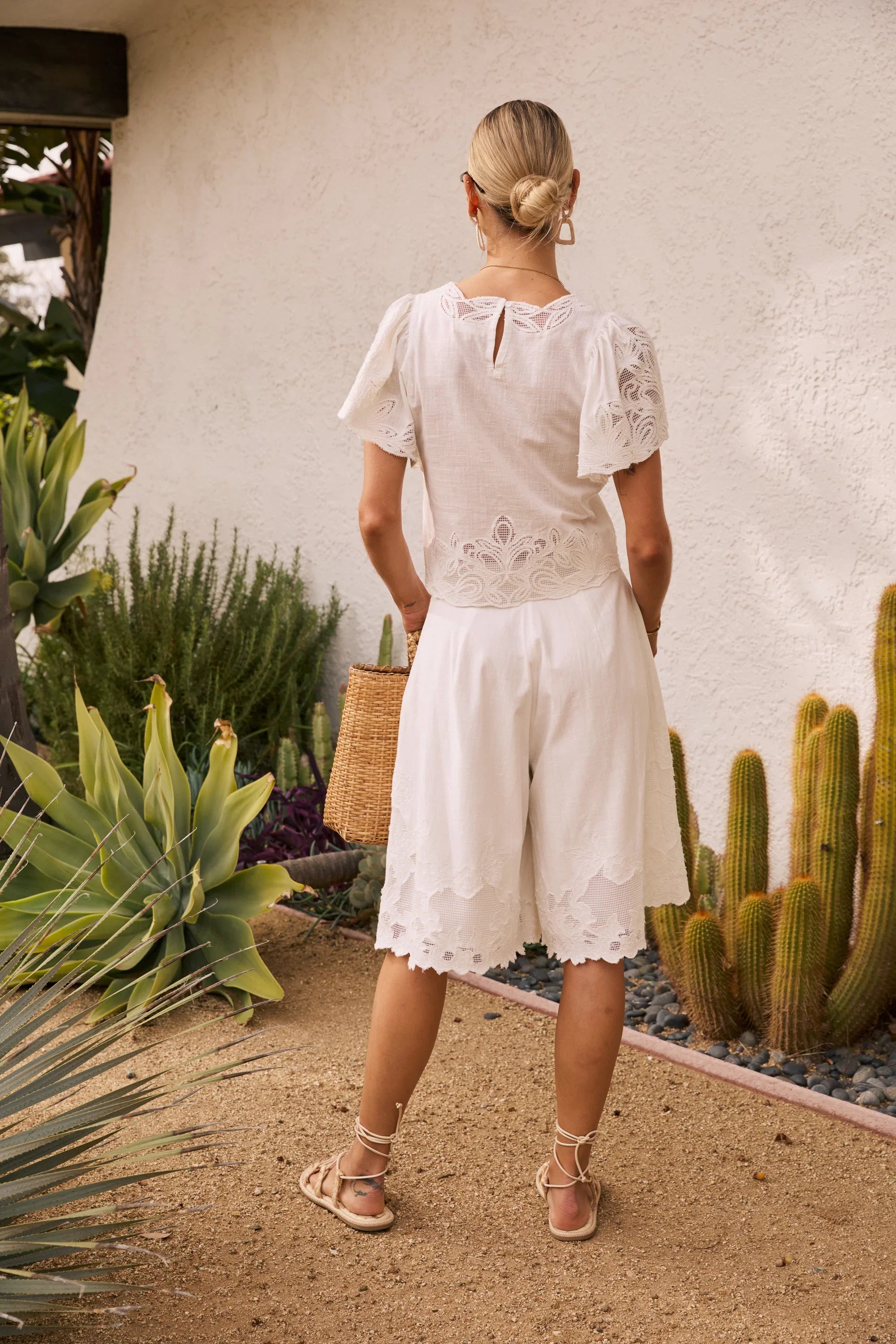 Molly Embroidered Shorts in White
