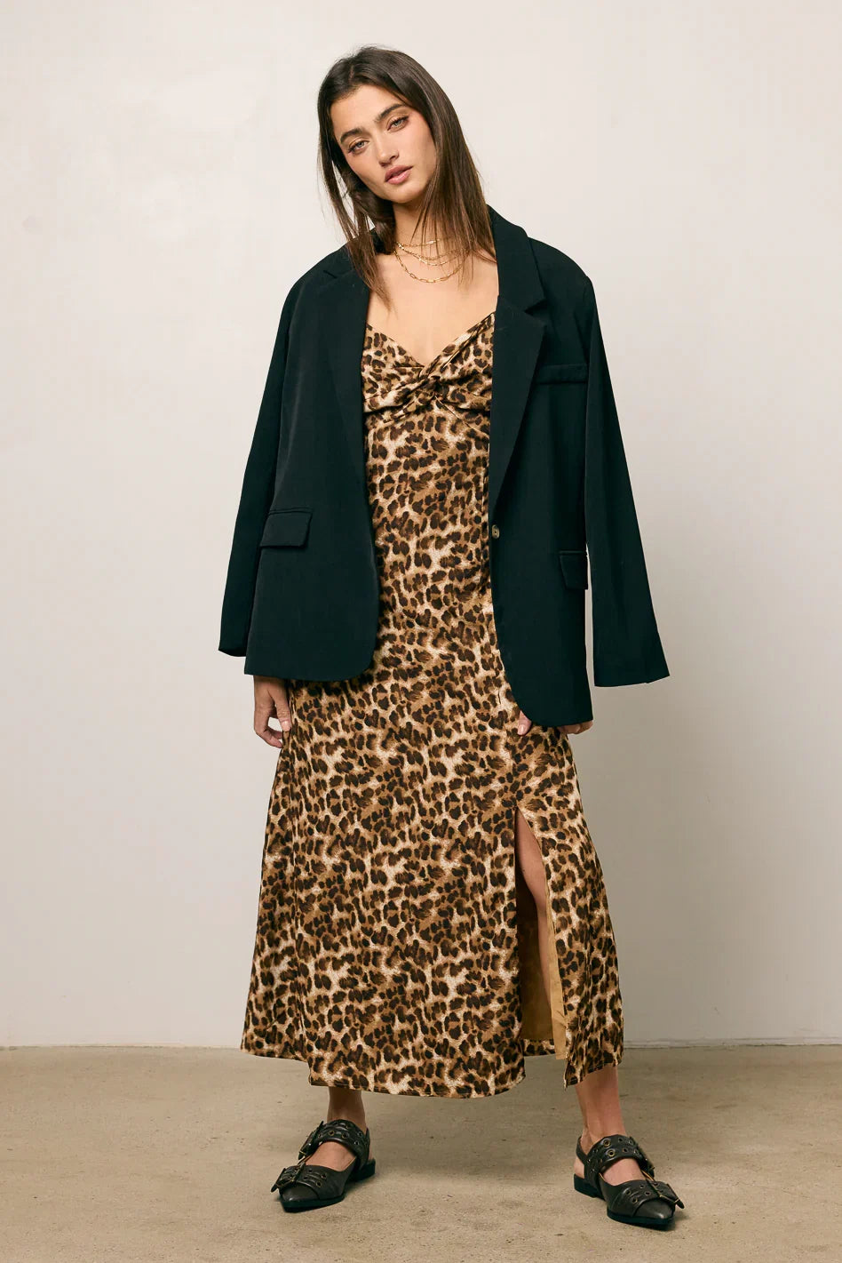 Meradith Leopard Print Midi Dress FINAL SALE
