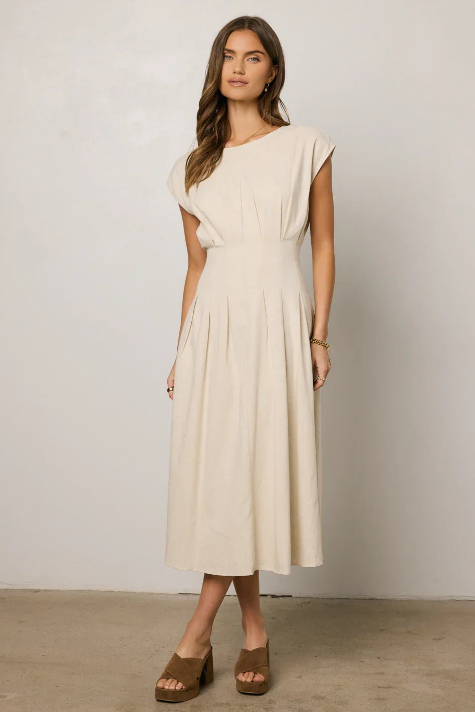Isla Midi Dress in Oatmeal FINAL SALE